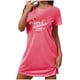 thumbnail image 2 of Camisón corto de talla grande para mujer, camisón de manga corta con estampado de pecho a la moda, camisón para mujer, 2 of 3