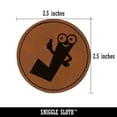 thumbnail image 2 of Check Mark Guy Thumbs Up 2.5" Faux Leather Round Engraved Iron-On Patch - Brown, 2 of 6