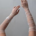 thumbnail image 2 of Guantes largos de boda Guantes de novia Longitud del codo Verano Guantes sin dedos para mujeres y niñas, 2 of 5