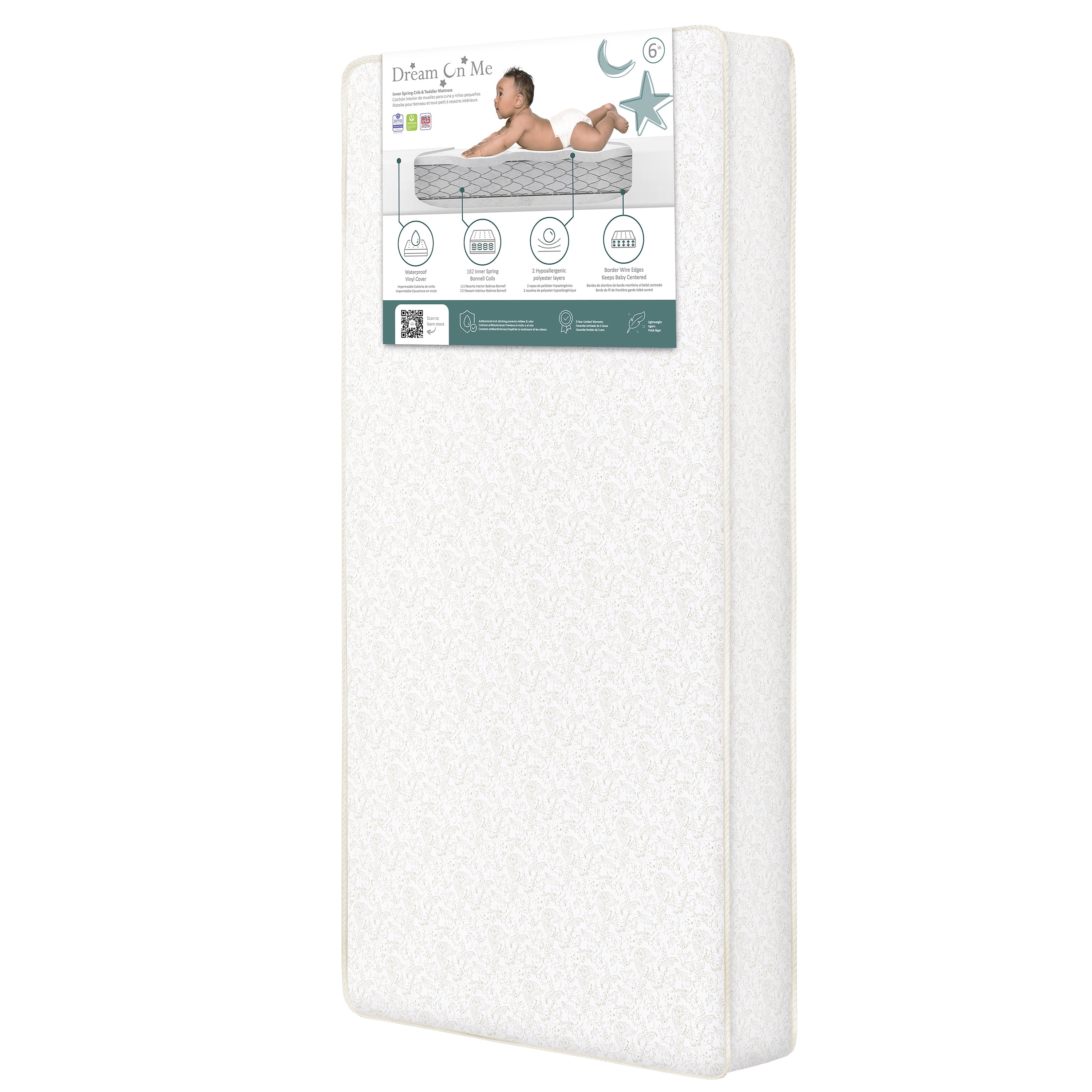 Dream On Me Snug Support Crib and Toddler Mattress, Paisley