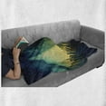 thumbnail image 6 of Eyeball Soft Flannel Fleece Blanket, Technology Surveillance Theme with Buildings and a Giant Watercolor Eye, Cozy Plush for Indoor and Outdoor Use, 60" x 80", Blue Teal and Yellow, by Ambesonne, 6 of 6