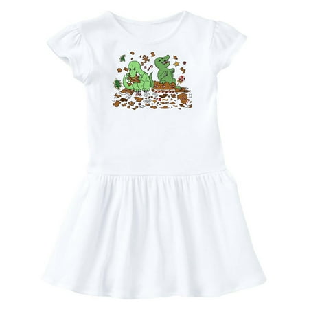 

Inktastic Tiny Dinosaurs Ruining Gingerbread House Gift Toddler Girl Dress