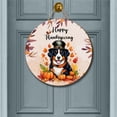 thumbnail image 2 of Happy Thanksgiving Bernese Mountain Dog Welcome Thankful Fall Autumn Pumpkin Round Wood Sign Berner Lover Gifts Hanging Wall Home Decor - 02021, 2 of 5