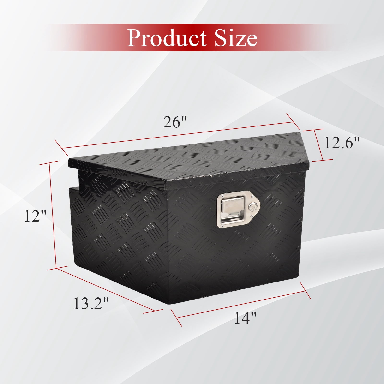 FGJQEFG 26 Inch Aluminum Truck Tool Box Black Trailer Tongue Box Pickup Underbody Toolbox w/Lock
