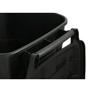 Hyper Tough 45 Gallon Wheeled Heavy Duty Plastic Garbage Can, Attached Lid, Black