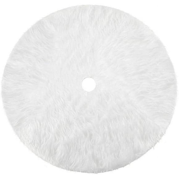 LINMOUA Jupe Tablier en Peluche Blanche pour Sapin de Noël Jupe en Peluche pour Sapin Décoration