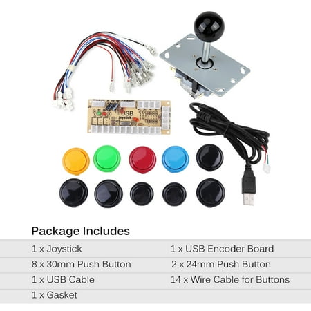 Usb Joystick Encoder Hilitand Zero Delay Arcade Game DIY Kits Parts 10 Buttons + Joystick + USB Encoder for MAME PC , Game Joystick, Arcade Game Buttons ()