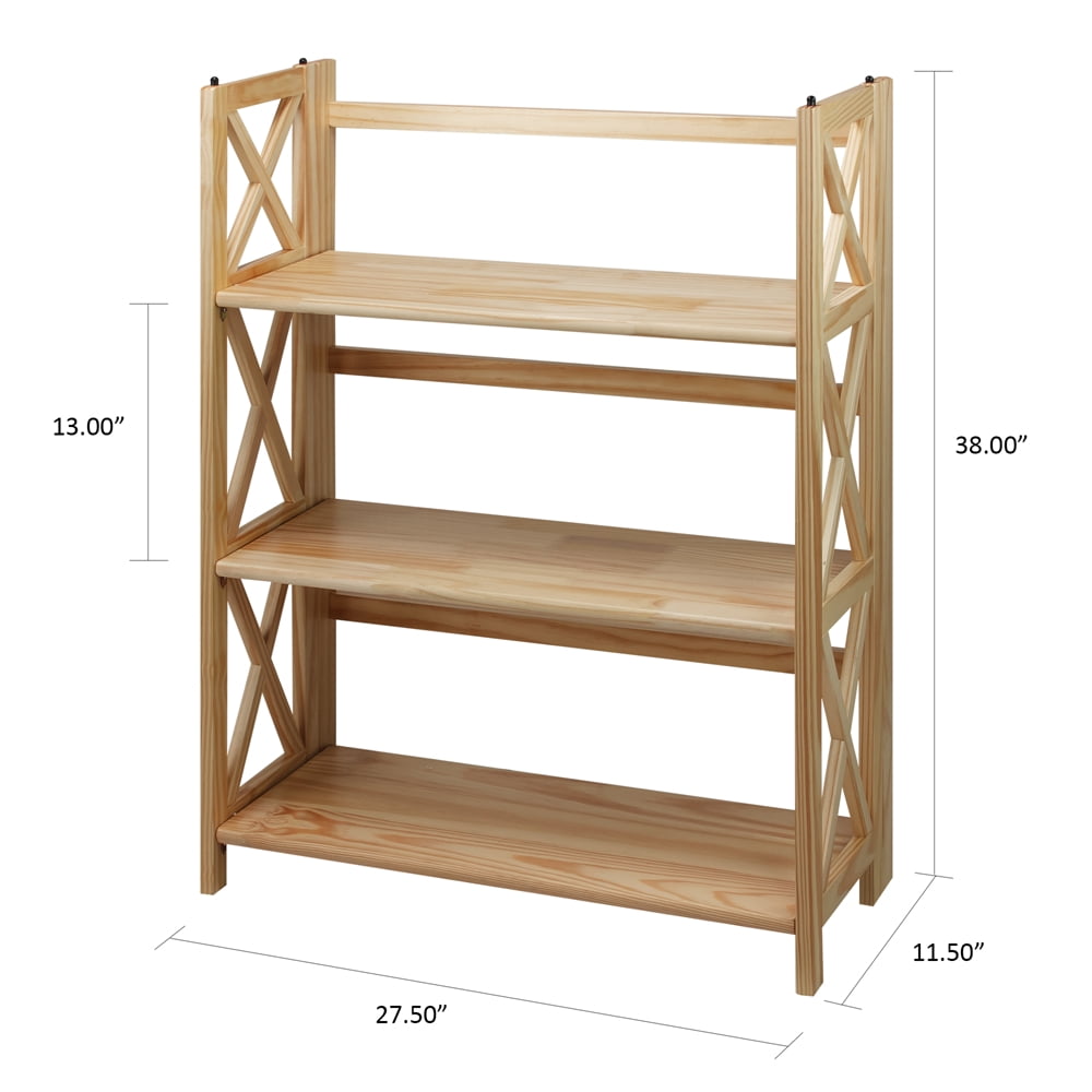 Casual Home Montego 3-Shelf Folding Bookcase-Color:Natural