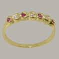 thumbnail image 3 of LBG British Made Traditional Solid 10k Yellow Gold Ring with Cultured Pearl & Ruby Womens Eternity Ring - 33 size options - Size 4.25, 3 of 9
