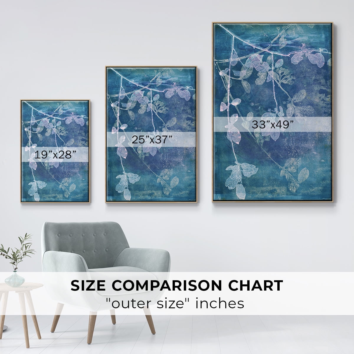 Branching Out VII Framed Premium Gallery Wrapped Canvas - Ready to Hang - 25 x 37 - Natural Wood Floating Frame