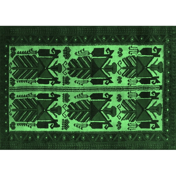 Ahgly Company Indoor Rectangle Persian Emerald Green Traditional Area Rugs, 8' x 12'