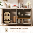 thumbnail image 5 of BedLuxury 55.5 Inch Sideboard Buffet Cabinet With Sturdy Desktop, Modern Wood Streaks Style Storage Cabinet with 4 Doors for Kitchen, Dinning Room, Hallway, Beige., 5 of 7