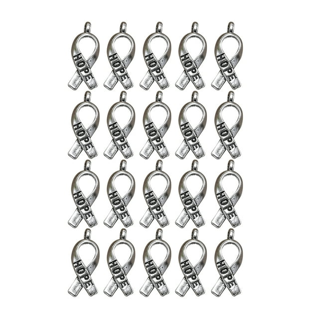 20pcs Alloy HOPE Letters Ribbon Pendants Charms DIY Jewelry Making Accessory for Necklace Bracelet (Antique Silver)