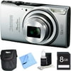 Canon Powershot ELPH 350 HS Silver Digital Camera and 8GB Card Bundle - Includes Camera, 8GB SD Memory Card, Ultra-Compact Digital Camera Deluxe Carrying Case, 3pc. Lens Cleaning Kit, and Micro Fiber