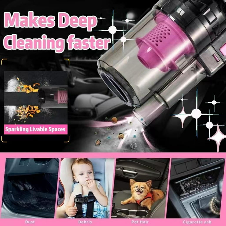 Viewsun 17pcs Car Cleaning Kit, Pink Car Interior Detailing Kit with High  Power Handheld Vacuum, Detailing Brush Set, Windshield Cleaner, Cleaning