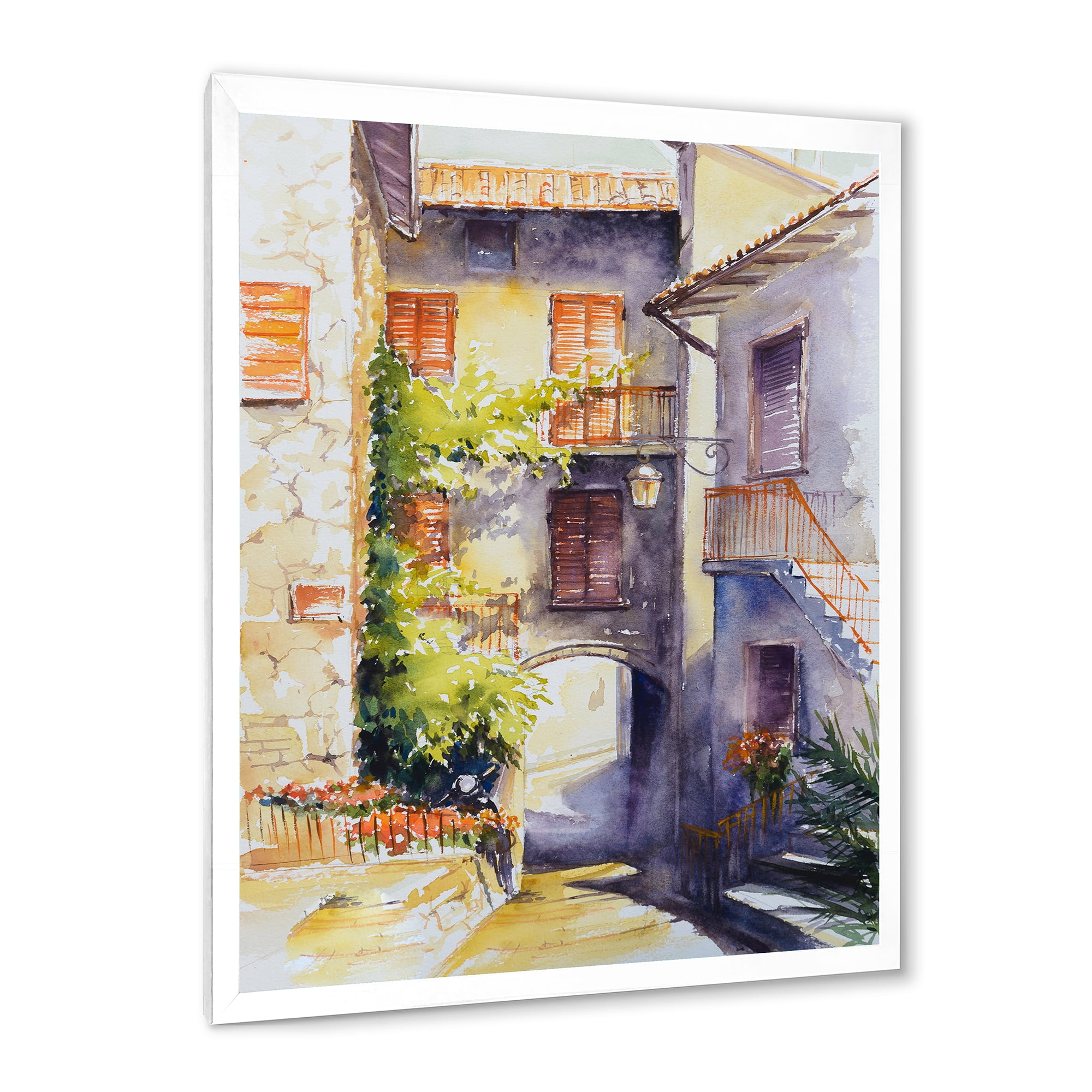 Designart 'Idyllic and Rustic Italian VIllage' Country Framed Art Print