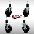 thumbnail image 2 of 5 Inch SS Soft Rubber Wheel Swivel 1-3/4 Inch Expanding Stem Caster Set 2 Brakes, 2 of 2