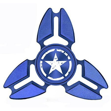 - Fidget Spinner Tri-Spinner Blue Aluminum Metal Grunge Army Star