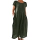 thumbnail image 2 of Vestido informal de mujer, de manga corta, cuello redondo, holgado y con bolsillos, en color liso., 2 of 5