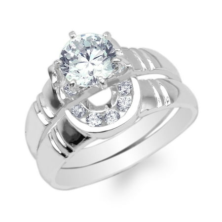 Jamesjenny Duo Set 10k White Gold Round Cz Beautiful Horseshoe Jamesjenny Duo Set 10k White Gold Round Cz Beautiful Horseshoe Shaped Solitaire Ring Size 4 10
