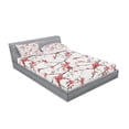 thumbnail image 2 of Nature Fitted Sheet & Pillow Sham Set, Illustration of Sakura Branches Windy April Weather in Japanese Painting Style Art, Decorative Printed 6 Piece Bedding Decor Set, Full, Coral Black, by Ambesonne, 2 of 3