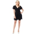 thumbnail image 3 of Made by Olivia Women's V Neck Flutter Sleeve Ruffled Chiffon Dress, 3 of 5