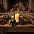 thumbnail image 4 of Fall Candle Rings Wreaths with White Pumpkin and Maple Leaves | 10 Inch Autumn Harvest Front Door Wreath, Thanksgiving Wall Hanging Decor, 1-Pack, 4 of 7