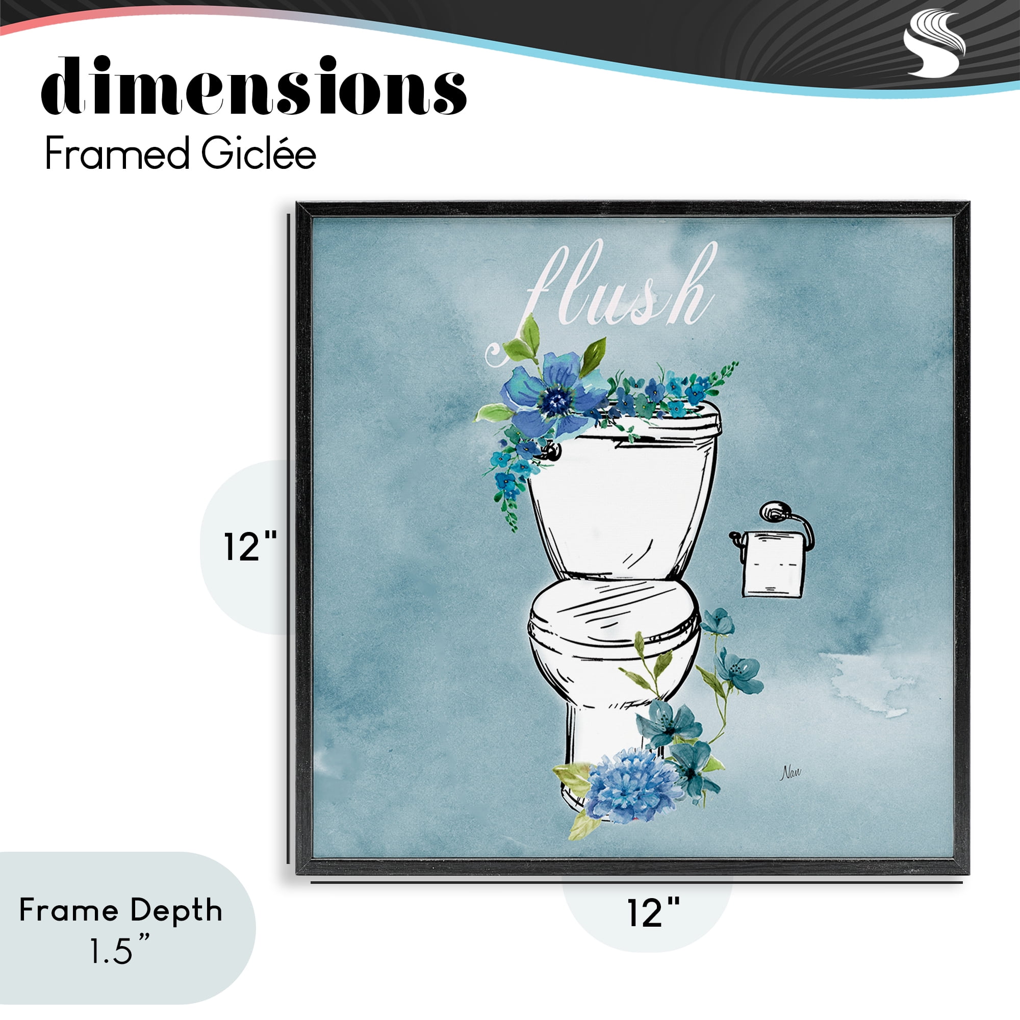 Stupell Industries Floral Bathroom Rules Flush Black Framed Giclee Art, design by Nan