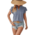 thumbnail image 3 of Blusa de Verano 2025 para Mujer, con Cuello en V, Volantes, Corta, Lunares, Holgada, Estilo Túnica, Azul, Talla S, 3 of 6
