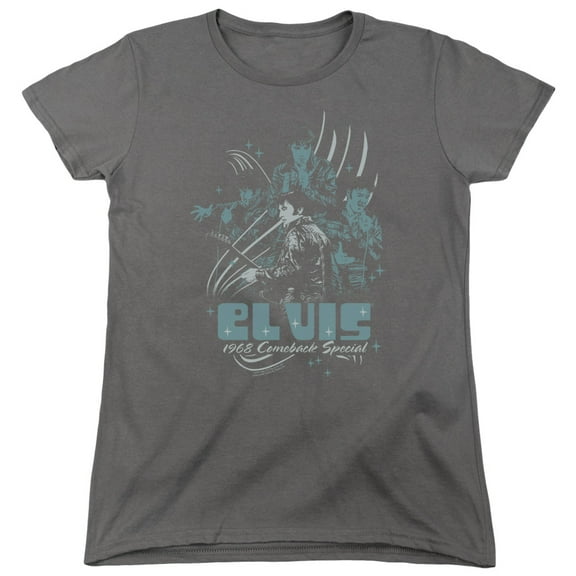Elvis Presley 68 Leather Women's T-Shirt Charcoal