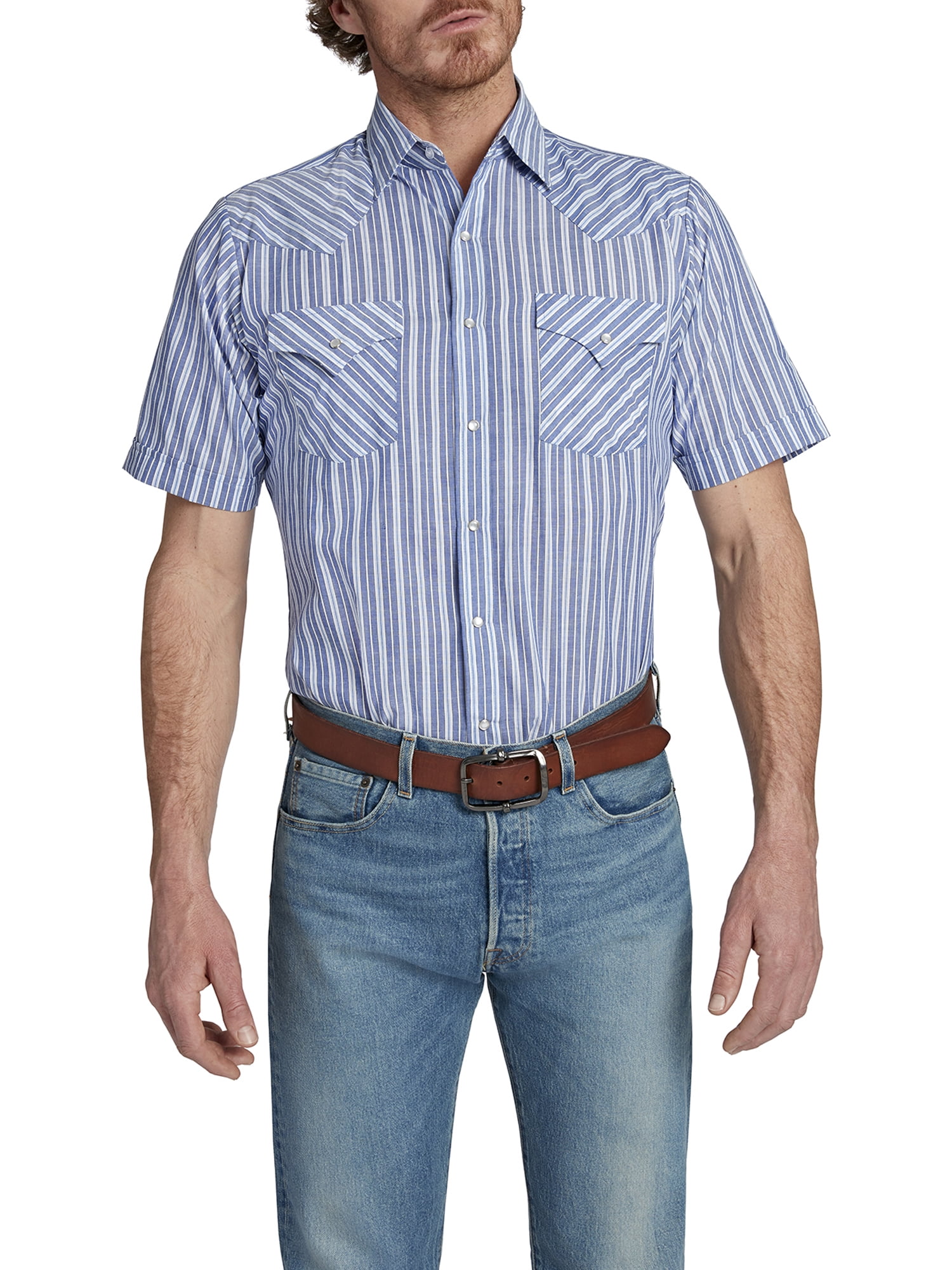 Ely Cattleman Men's Short Sleeve Snap Front Stripe Western Shirt ...
