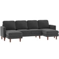 thumbnail image 1 of HOMCOM Sectional Sofa, U Shaped Couch with Double Chaise, Dark Grey, 1 of 10