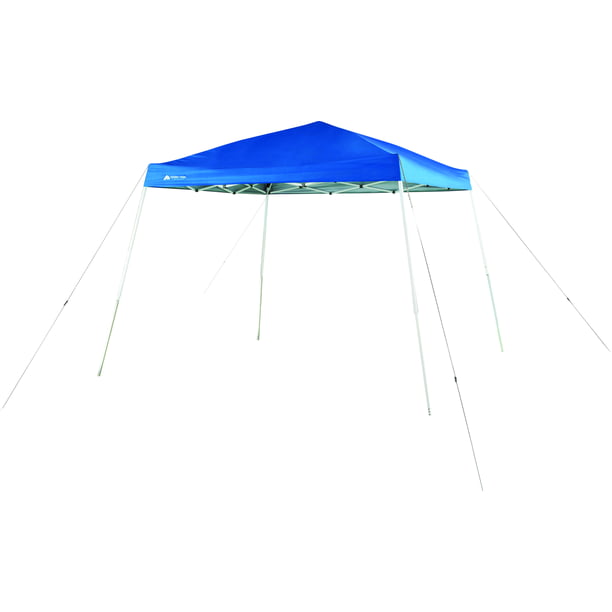 Ozark Trail 10'x10' Instant Slant Leg Canopy Outdoor Patio Folding Gazebo Canopy Shade Shelter, Blue