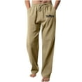 thumbnail image 1 of RXIRUCGD Men's Solid Color Drawstring Fashionable Casual Pants Full Length Pants, Khaki, Size: 4XL, 1 of 5
