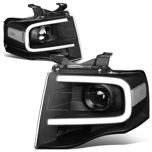 DNA Motoring For 07-14 Ford Expedition LED DRL Black Clear Projector Headlight Lamps Pair