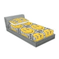 thumbnail image 2 of Emoji Fitted Sheet & Pillow Sham Set, Cities of the World Typography Wanderlust Traveler Smiling Faces Modern, Decorative Printed 2 Piece Bedding Decor, Twin, Mustard Charcoal Grey, by Ambesonne, 2 of 2