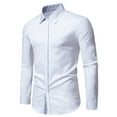 thumbnail image 6 of WREESH Men's Trendy Dress Button Down Shirts Casual Patchwork Long Sleeve with Turn-Down Collar, Striped and Triangular Collar Color Blocking for a Stylish Statement White, 6 of 9