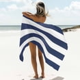 thumbnail image 6 of Coastal Nautical Striped Beach Towels Blanket Soft&Absorbent Quick Dry Microfiber Navy Blue White Pool Towels for Swimming ,Yoga, Sports, Gym, Camping,Large 35X70in,, 6 of 8