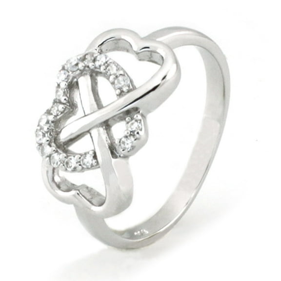 Tioneer Sterling Silver Cubic Zirconia Heart Iconic Infinity Symbol Ring