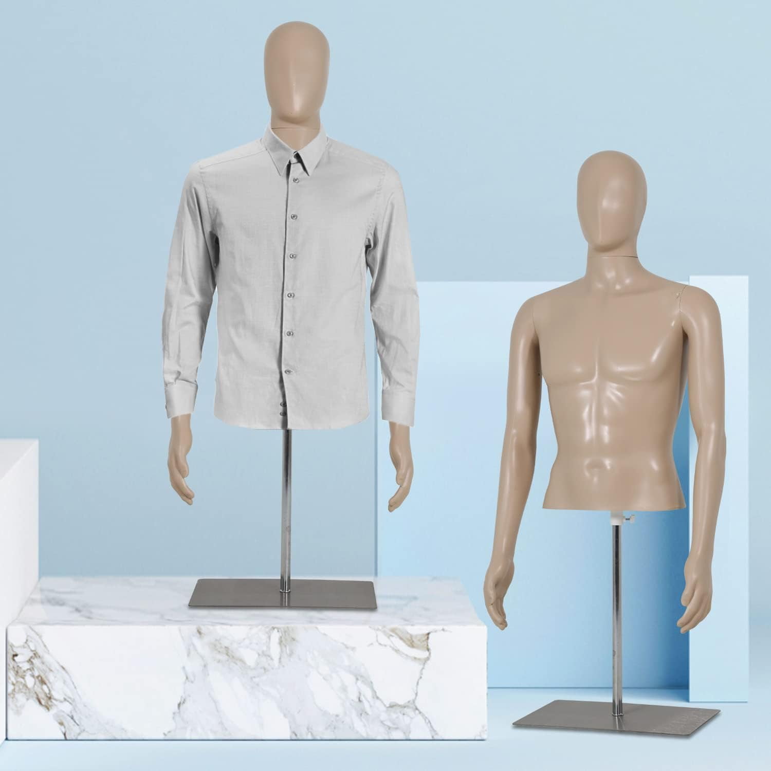 Male Mannequin 42-59 inch Adjustable Mannequin Torso Dress Form Model Sewing Manikin Detachable Mannequin Stand w/Metal Base