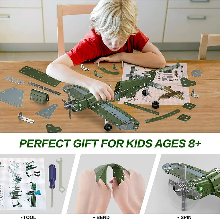 COSKEHAN STEM Assembled Model Plane Kit Building Toy, 201 Pieces STEM  Projects Airplane Building Kits for Kids Age 8-12, STEM Educational Model  Kit