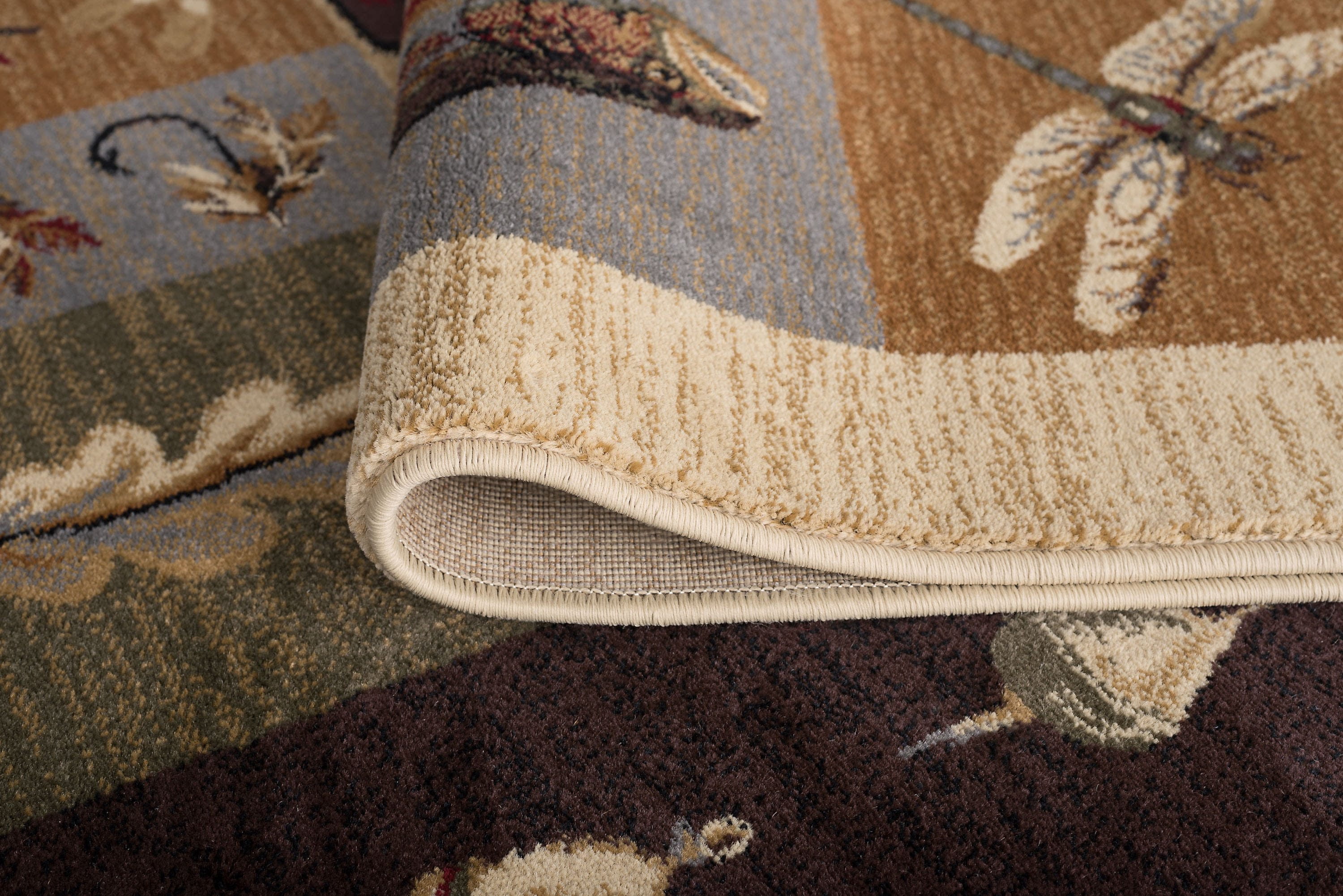 Novelty 3x8 Area Rug (2'7'' x 7'3'') Lodge Beige, Green Indoor Runner Easy to Clean