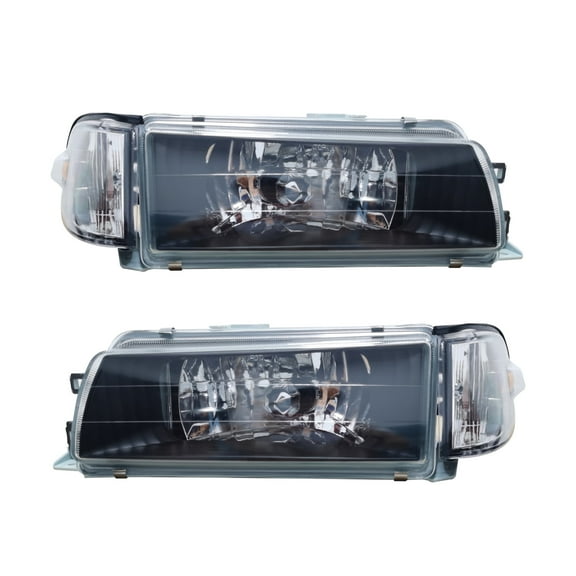 Wildnix Left and Right Headlights for 88-92 Toyota Corolla Sedan, Clear Lens, Black Housing, Halogen Lamp Type (Not Included)
