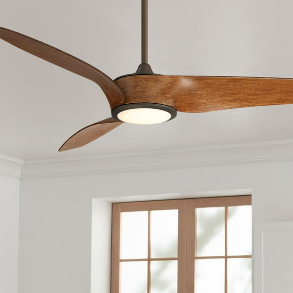 56" Casa Vieja Como Modern Indoor Ceiling Fan with Dimmable LED Light Remote Control Oil Rubbed Bronze Koa Brown for Living Room Kitchen House Bedroom