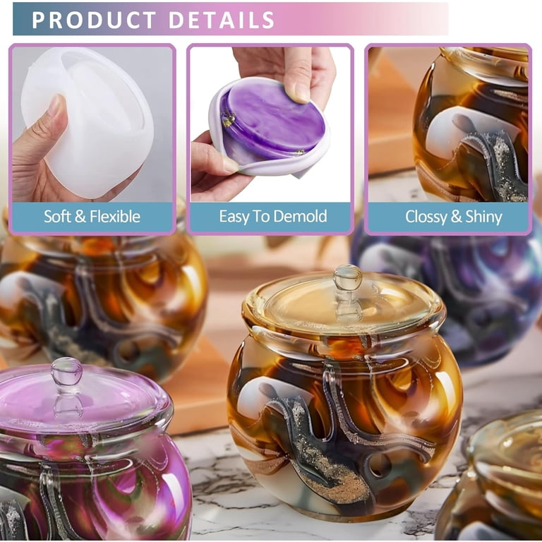 モールズ　MOLDS 38灯　スタンド.シェード　セット Demorex Jar Resin Molds Extra Large Silicone Mold with Lid for DIY