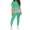 thumbnail image 4 of Grianlook Women Loungewear Gradient Sweatsuits Short Sleeve Crew Neck Two Piece Outfit Sports Slim Leg Jogger Set, 4 of 4