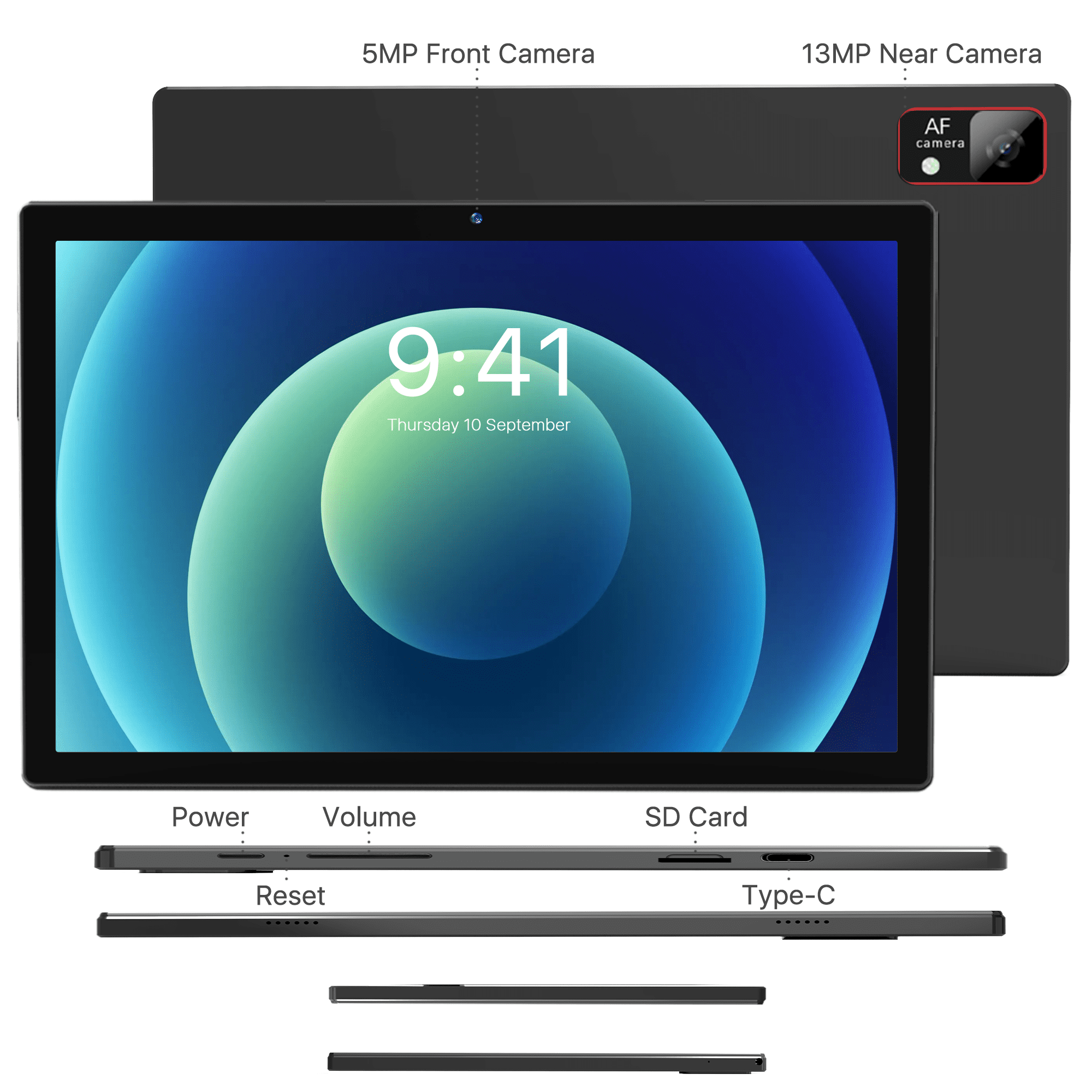 Android 14 Tablet,10inch Tablet with Keyboard, 8GB RAM+128GB ROM ,Unisoc T606,8-Core Processor, 8MP + 13MP Dual Camera,5G WiFi,7000mAh,GPS,Bluetooth V5.0,1280*800 IPS Display,2025 Newest Tablet,Black