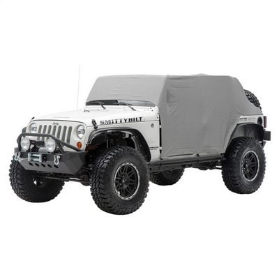 Convient 2007-2018 Jeep Wrangler JK Smittybilt Housse de Cabine 1069 Couvre-Cabeau et Zone de Chargement; avec Rabats de Porte; Sans Poches Miroir; Résistant à l'Eau; Denim Gris; Polypropylène Filé; Non Verrouillable
