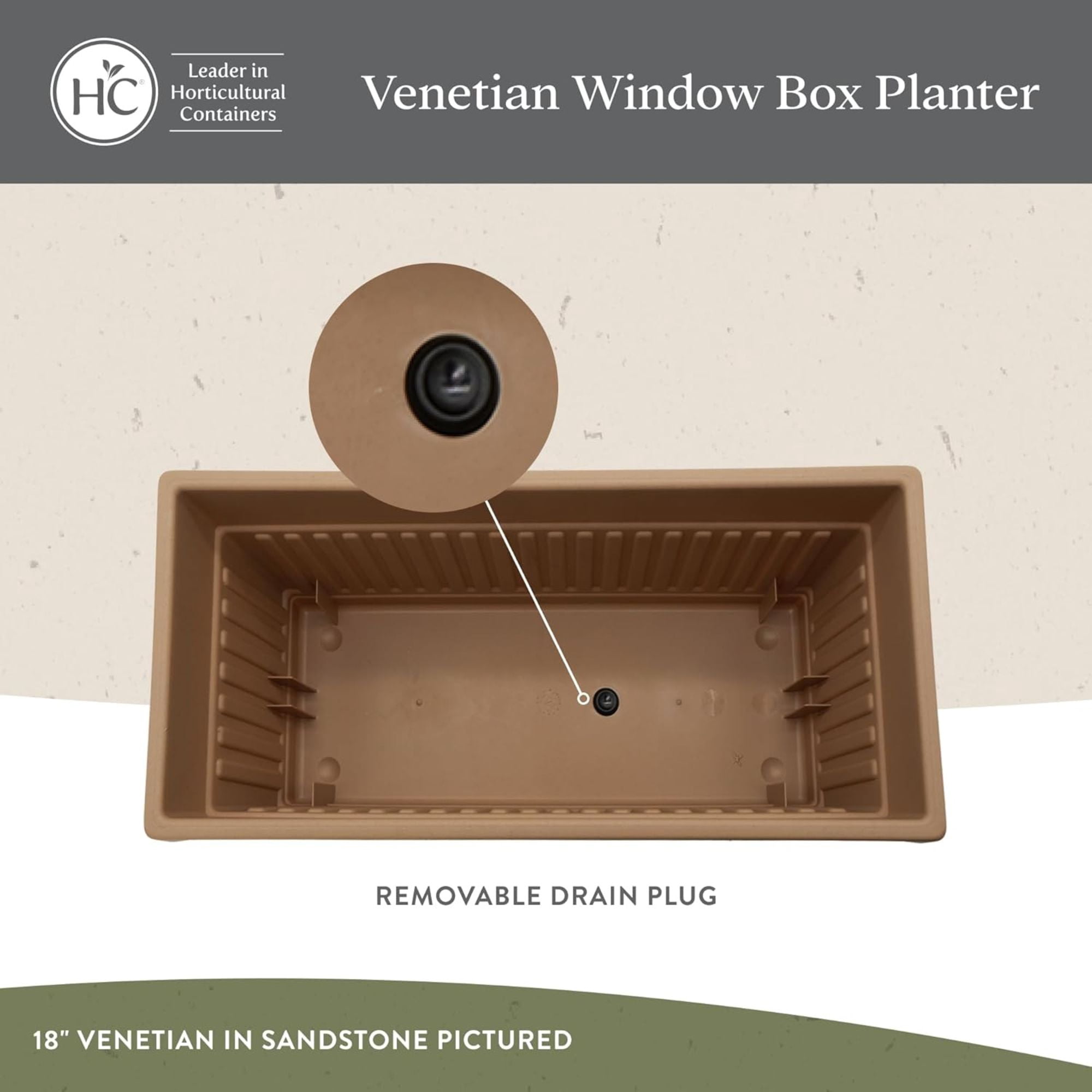 The HC Companies 24-Inch Venetian Window Planter Box with Drain Plug, White