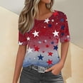 thumbnail image 1 of YLHFASHION T-Shirts Graphiques pour Femmes 4 Juillet Col Rond 2025 Drapeau Américain Manches Courtes Indépendance T-shirt d'Été Liquidation T-shirt à Manches Courtes pour Femmes, 1 of 5